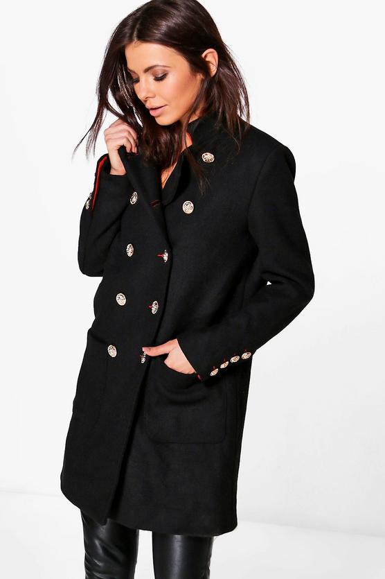 Erin Boutique Double Breasted Military Wool Coat